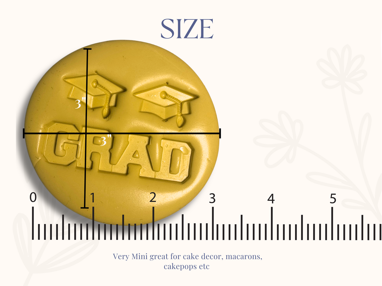 Small graduate cap silicone mold , great for macaron decor 2"