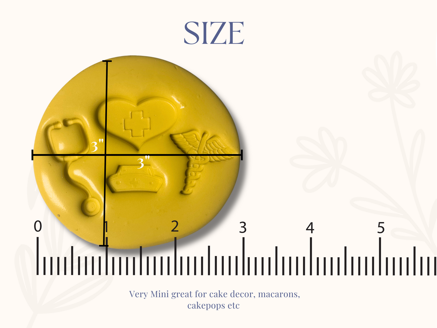 Small Nurse grad student silicone mold , great for macaron decor 2"