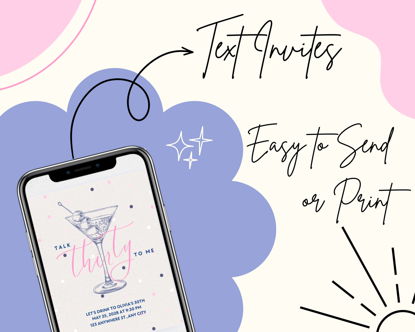 Canva invite Template | 30th Birthday | Tini bit older  | Martini theme party | PNG PDF Printable | Canva| Instant Download