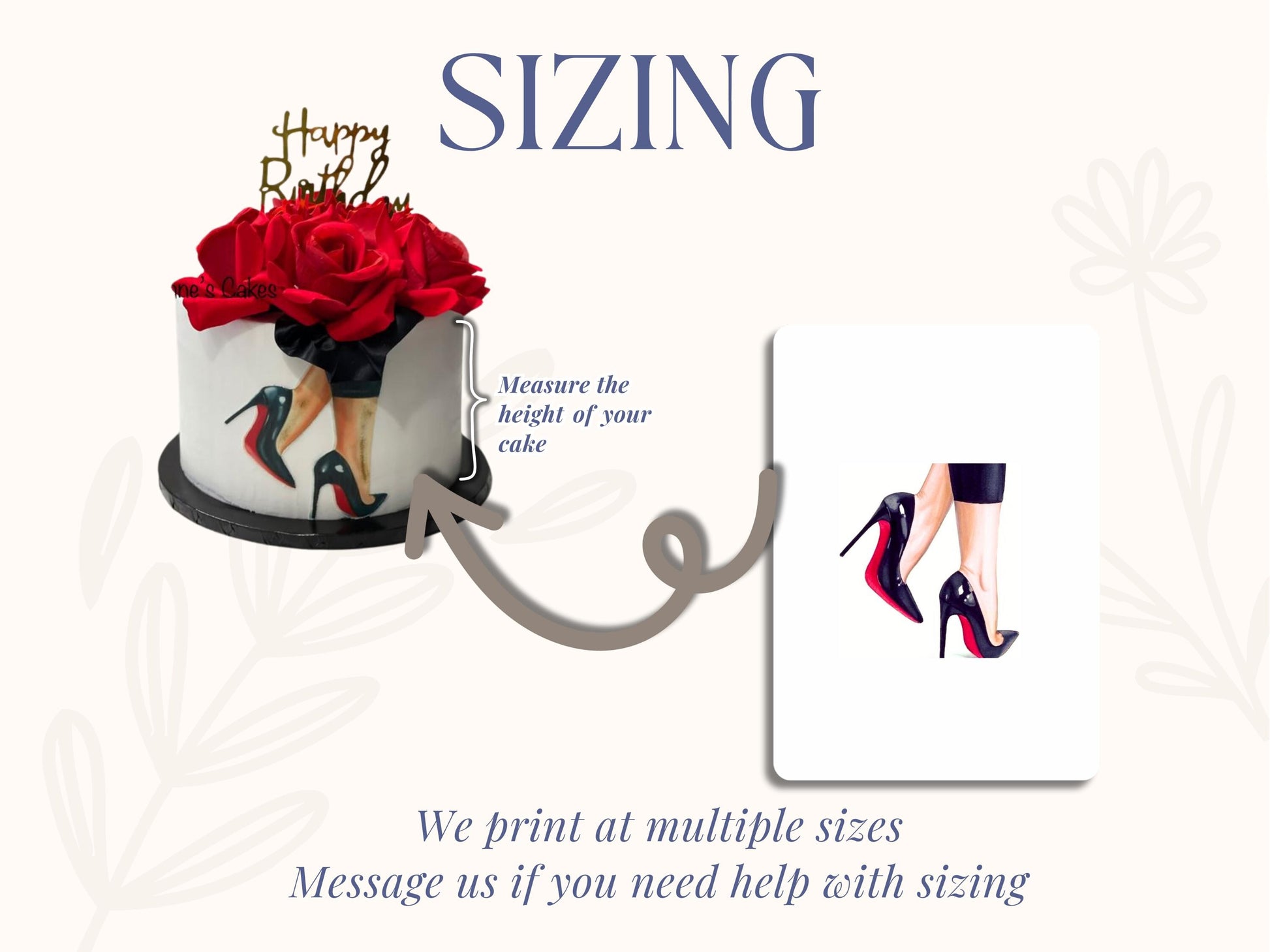 Sugar Sheet High heels Print - Red Bottom Shoe Edible Image | Fashion Cake Topper | Classy Birthday
