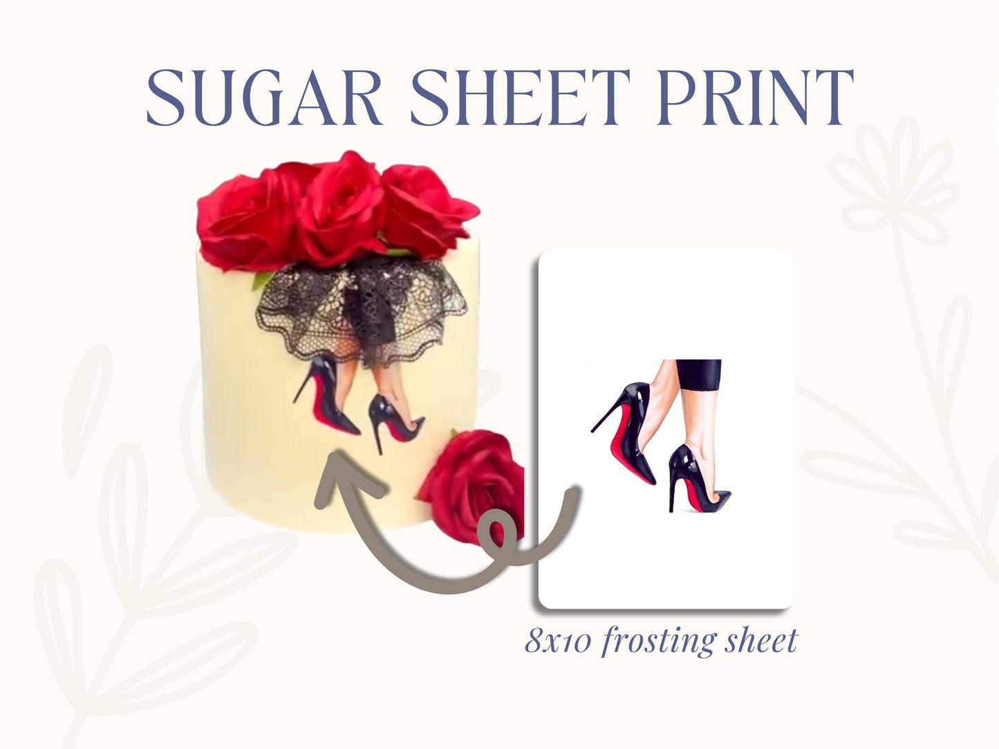 Sugar Sheet High heels Print - Red Bottom Shoe Edible Image | Fashion Cake Topper | Classy Birthday