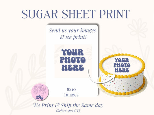 Custom Edible Photo Cake Pictures on frosting Paper, Custom Cupcakes, Photographs Logos Decals, Sugar Sheet Paper Frosing