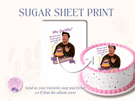 Joey Friend Sugar Sheet Print- Edible Cake Topper- Round shape or heart - 90s tv show
