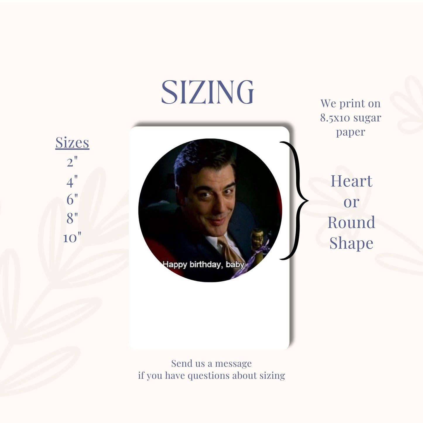 Mr. Big Happy Birthday Baby Edible Sugar Sheet | Sex & the City Inspired Cake Topper | Birthday Frosting Image | Printed Cake Decoration