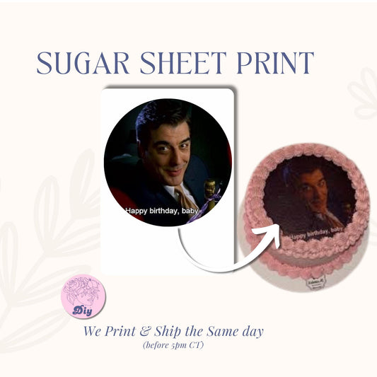 Mr. Big Happy Birthday Baby Edible Sugar Sheet | Sex & the City Inspired Cake Topper | Birthday Frosting Image | Printed Cake Decoration