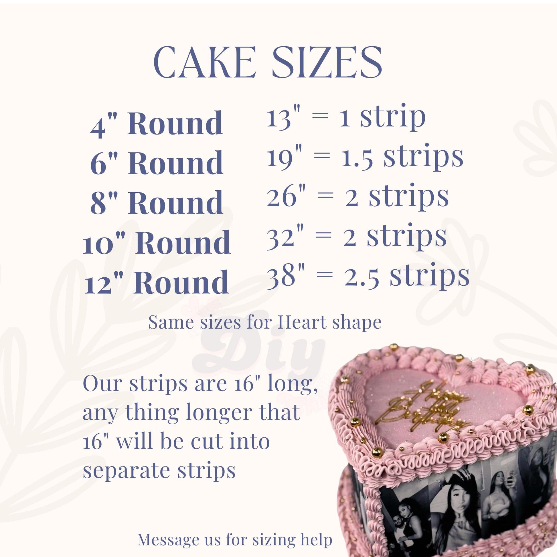 Edible Photo Cake Wrap, Photo Strips Sugar Sheet for Round or Heart Cake, Custom Picture, Personalized Birthday Cake Decoration