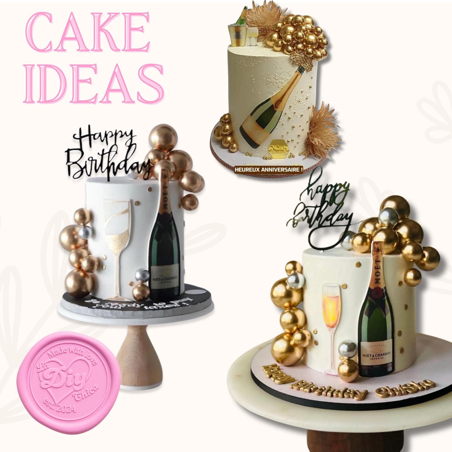 Champagne Full Bottle Cake Topper | Sugar Sheet | Bubbly Birthday Party | Edible Image
