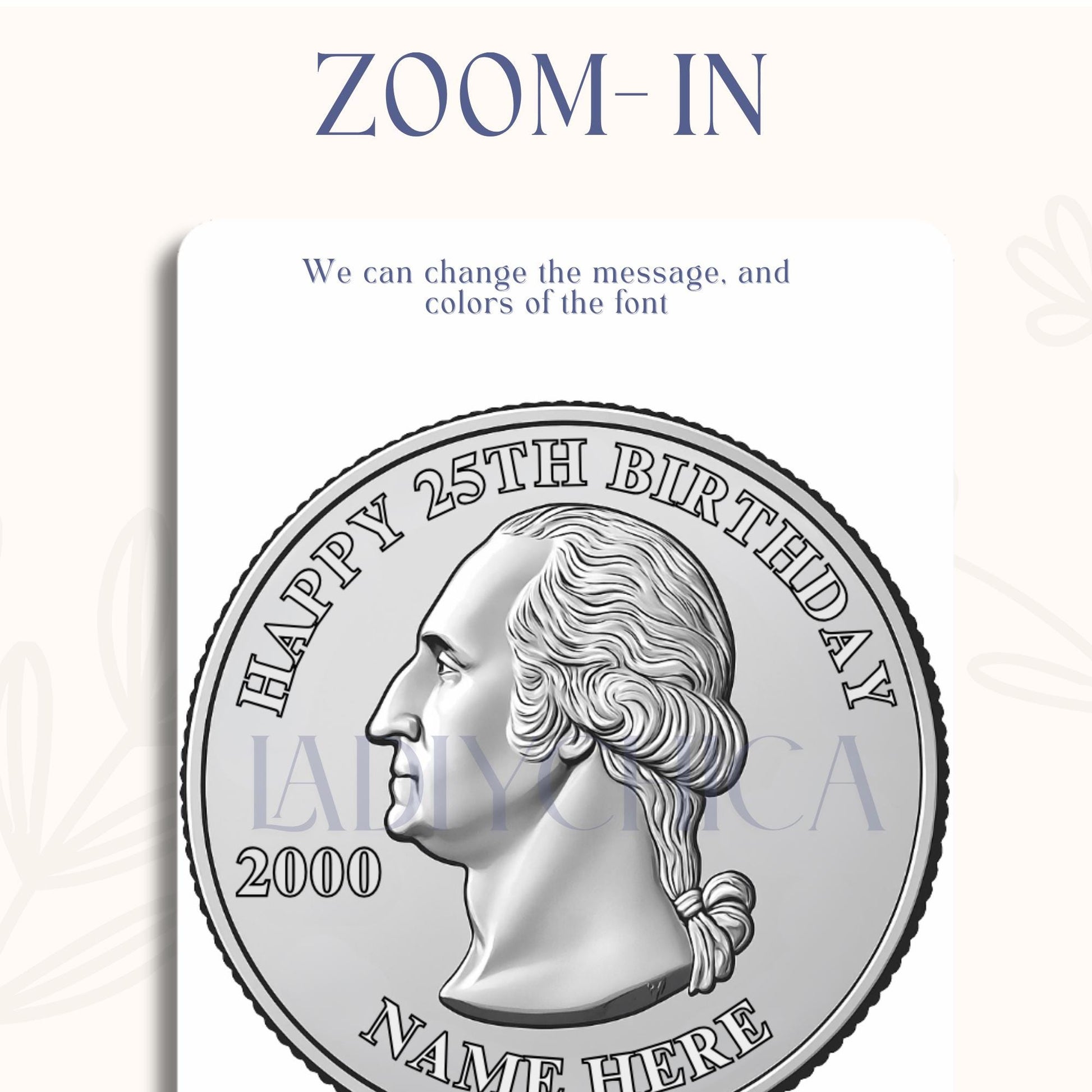 Quarter Coin Edible Frosting Sheet, 25th Birthday Cake Topper, Edible Image for Cakes, Cupcakes| Sugar Paper Decoration, Silver Coin Design