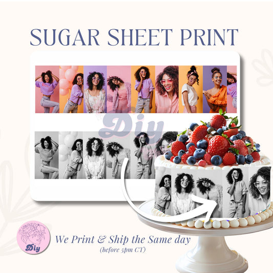 Sugar sheet printed photo shoot edible custom