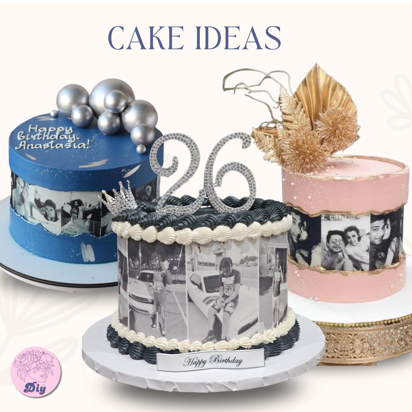 Edible Photo Cake Wrap, Photo Strips Sugar Sheet for Round or Heart Cake, Custom Picture, Personalized Birthday Cake Decoration