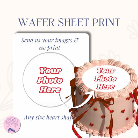 Wafer paper print | Burn away cake | Custom message | Burnaway Cake | Topper Decoration heart and round shape