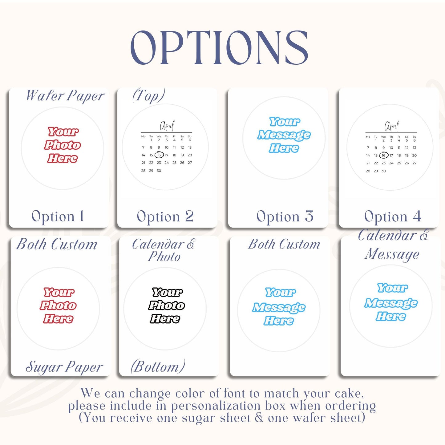 Sugar Sheet & Wafer paper | Burn away cake | Custom image or message | Burnaway Cake | Topper Decoration heart and round shape