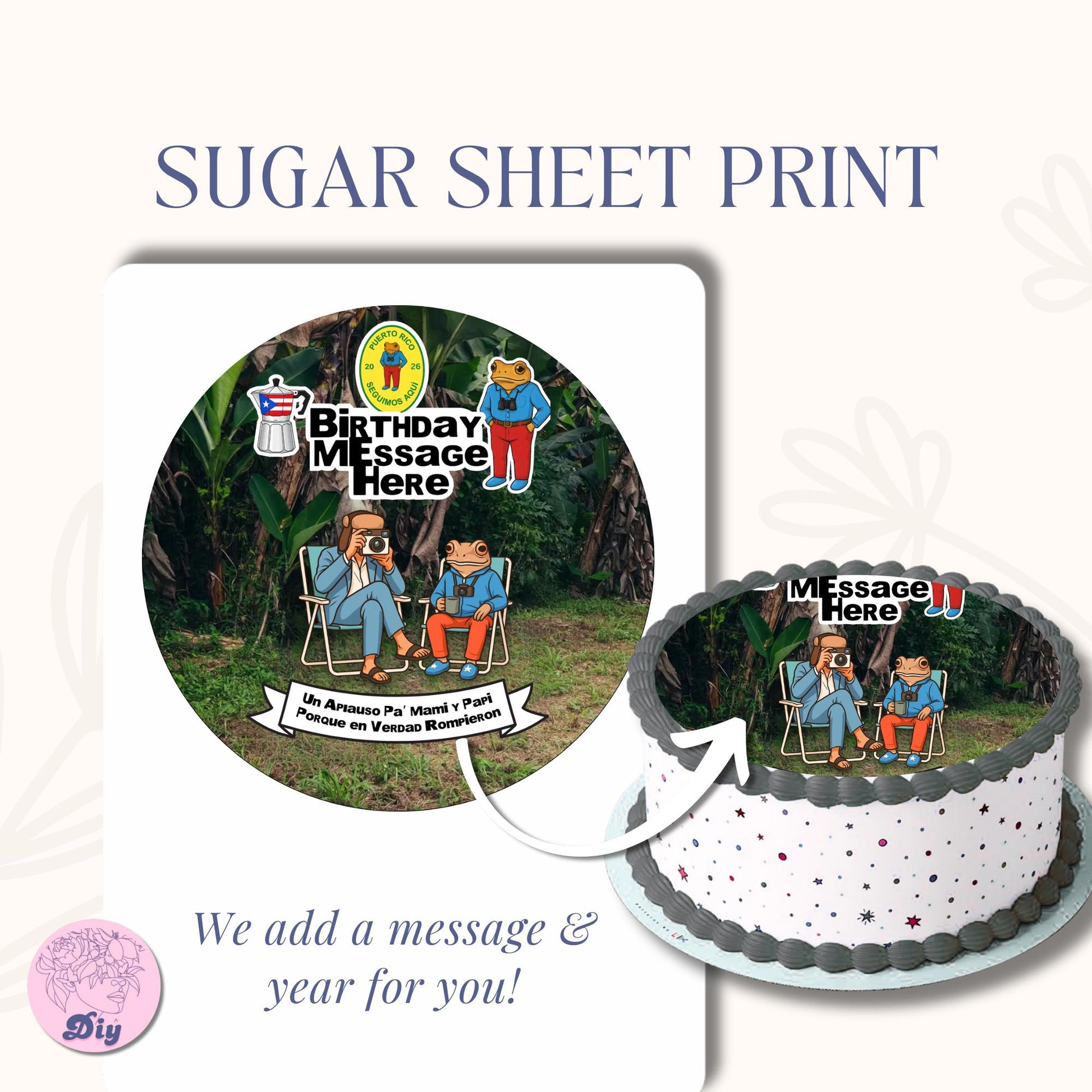 Dtm f Sugar Sheet – Puerto Rican Music Cake Topper | Edible Frosting Image for Cakes DTM F | Printable Round Cake Topper
