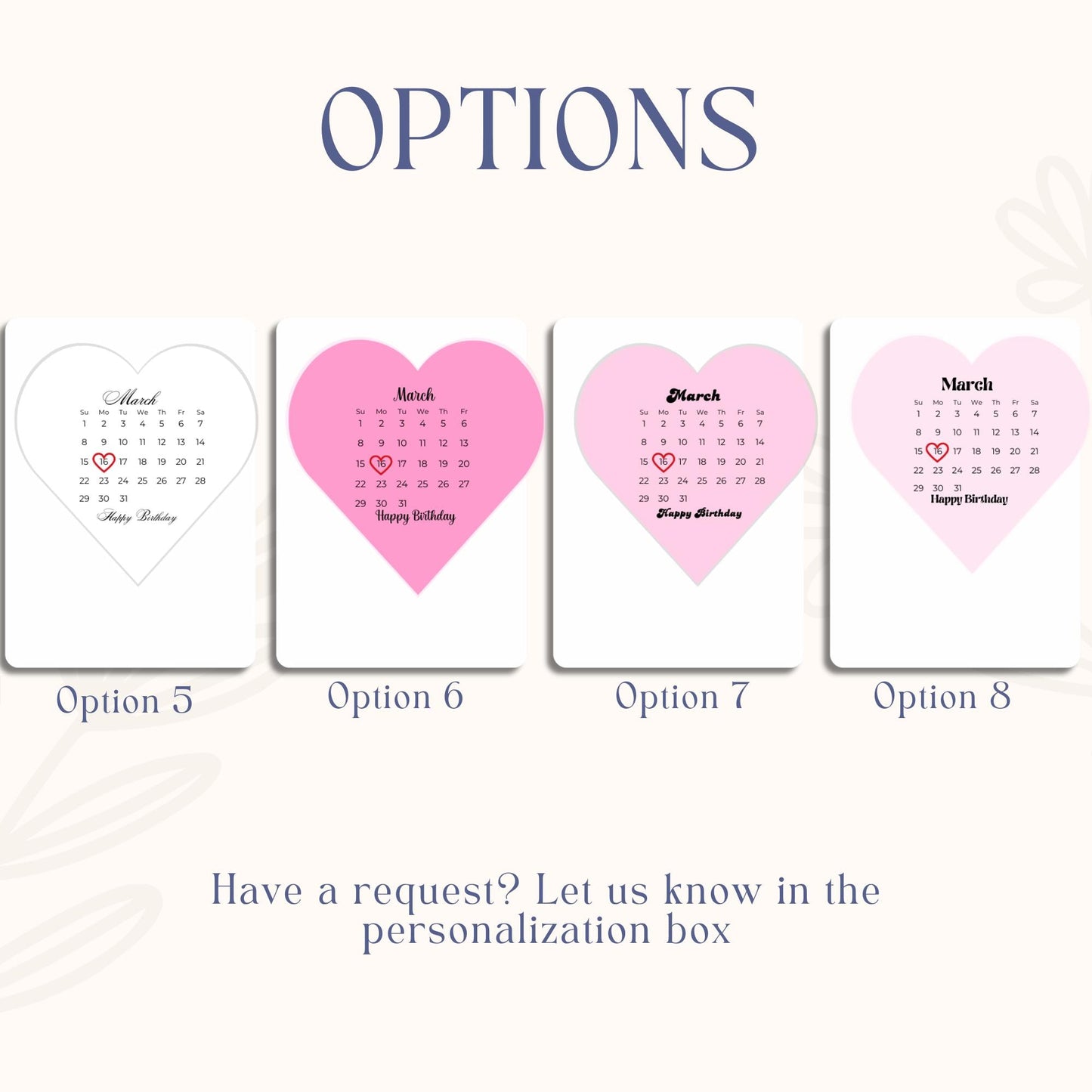 Pink Heart Calendar Sugar Sheet – Custom Date Birthday Edible Image Cake Topper