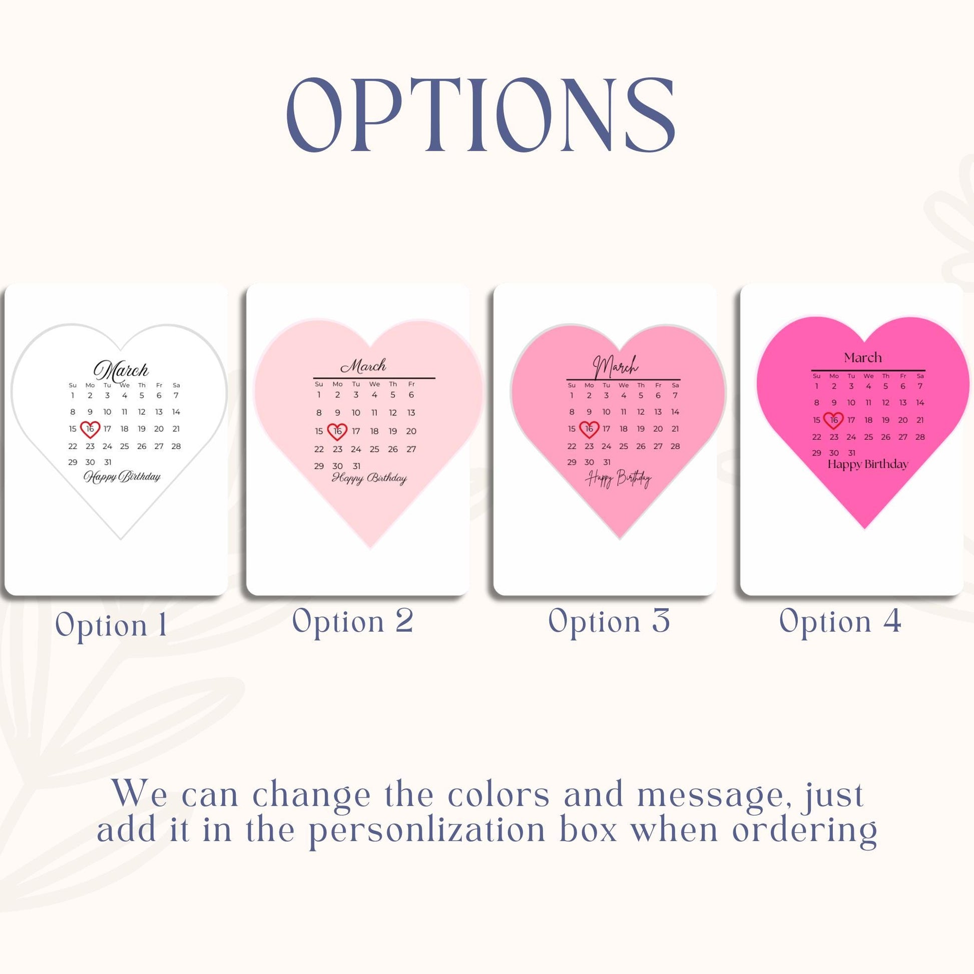 Pink Heart Calendar Sugar Sheet – Custom Date Birthday Edible Image Cake Topper