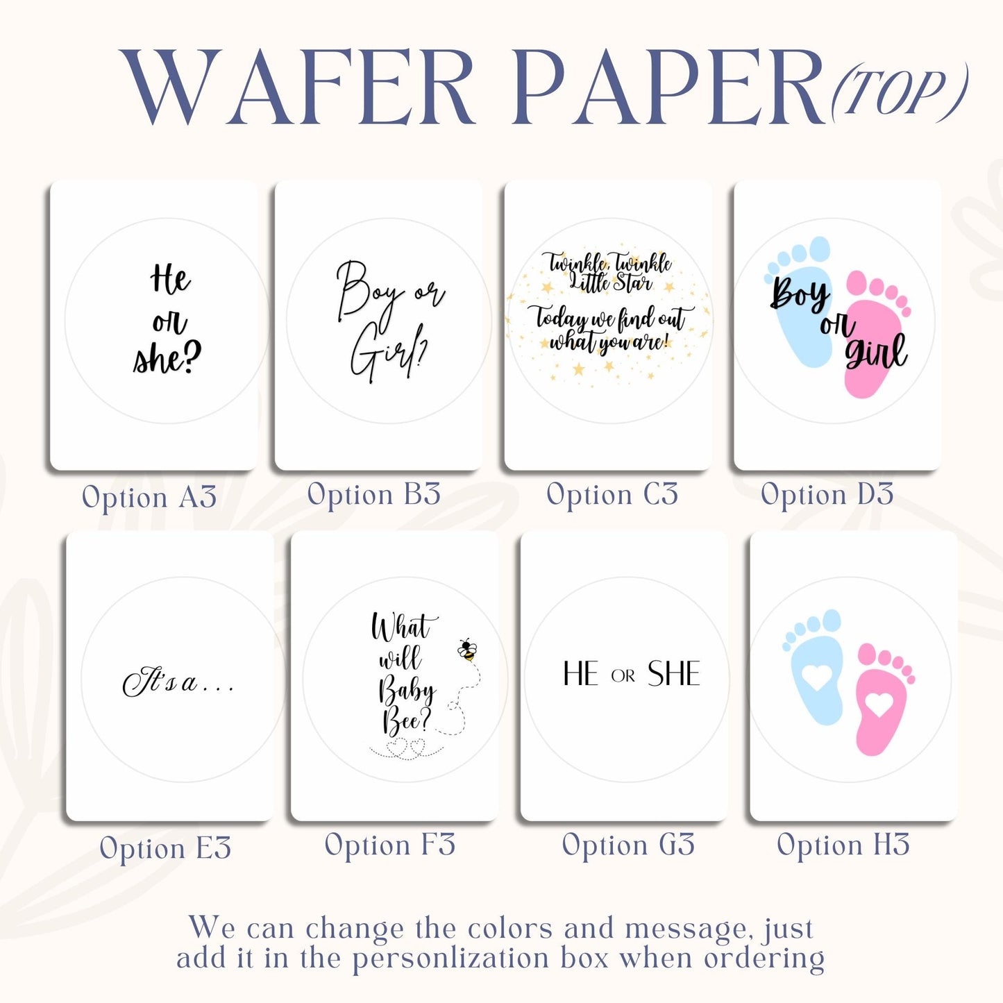 Sugar Sheet & Wafer paper Baby shower Gender reveal | Burn cake | Custom | Burnaway Cake | Topper Decoration heart and round shape