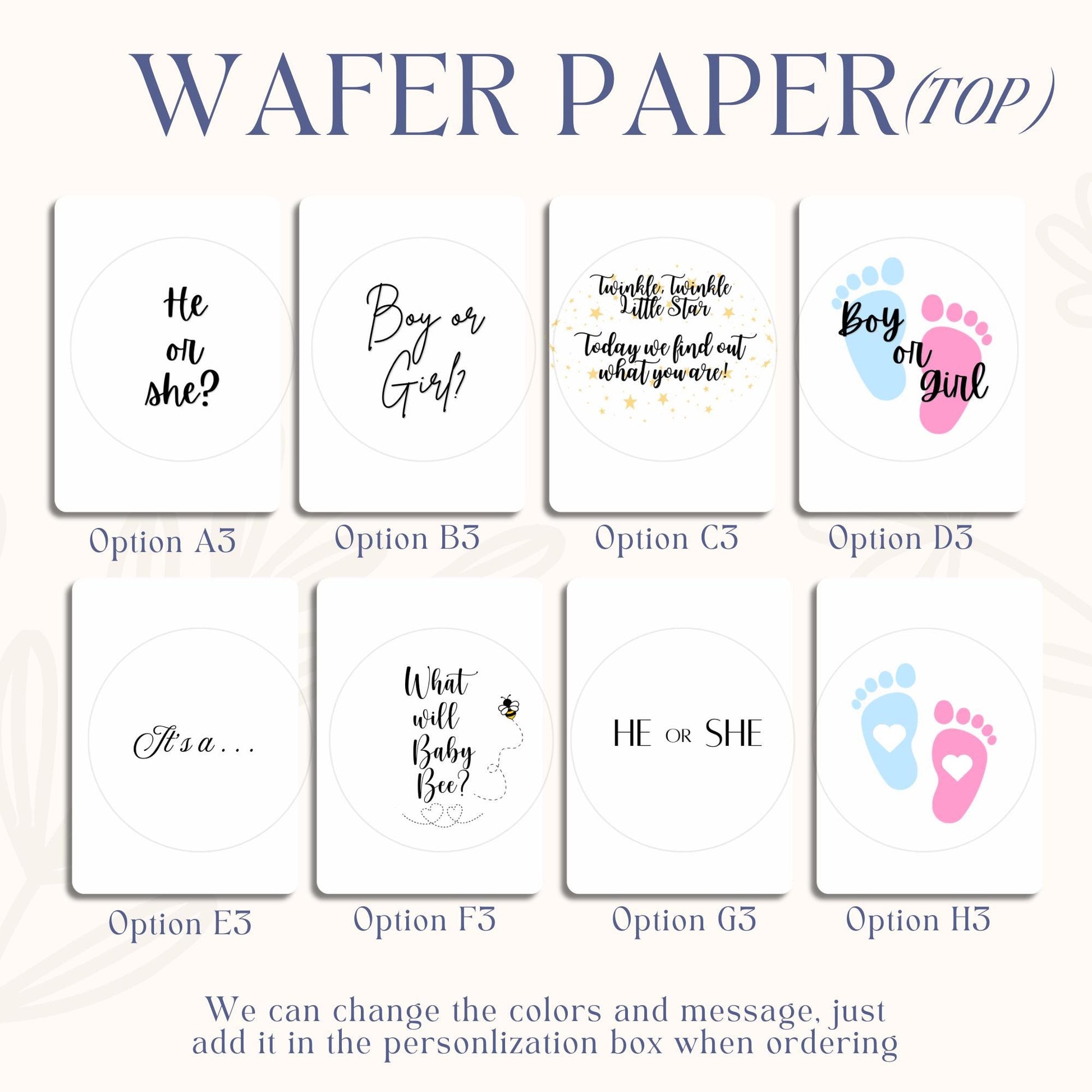 Sugar Sheet & Wafer paper Baby shower Gender reveal | Burn cake | Custom | Burnaway Cake | Topper Decoration heart and round shape