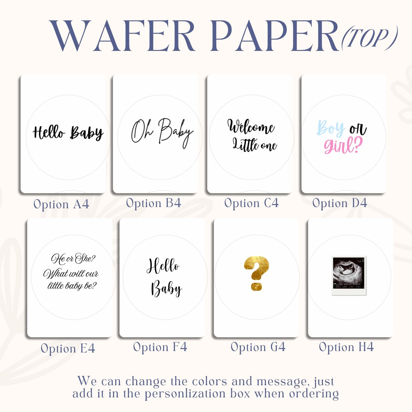 Sugar Sheet & Wafer paper Baby shower Gender reveal | Burn away cake | Custom | Burnaway Cake | Topper Decoration heart and round shape