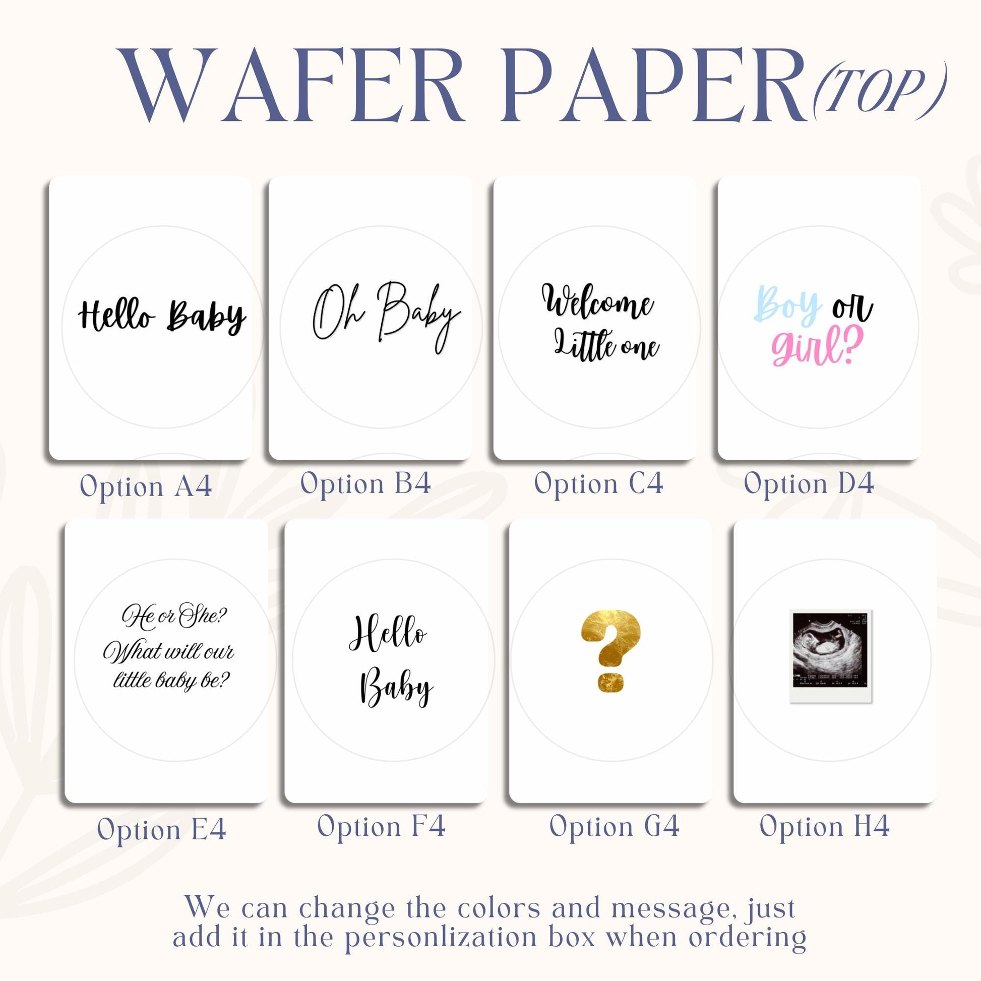 Sugar Sheet & Wafer paper Baby shower Gender reveal | Burn away cake | Custom | Burnaway Cake | Topper Decoration heart and round shape