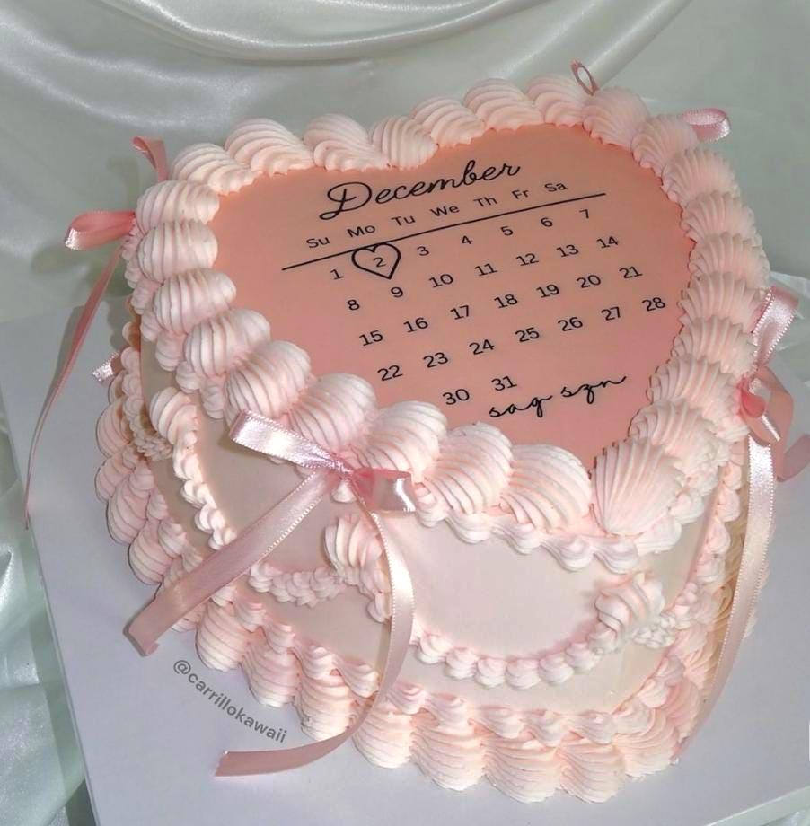 Pink Heart Calendar Sugar Sheet – Custom Date Birthday Edible Image Cake Topper