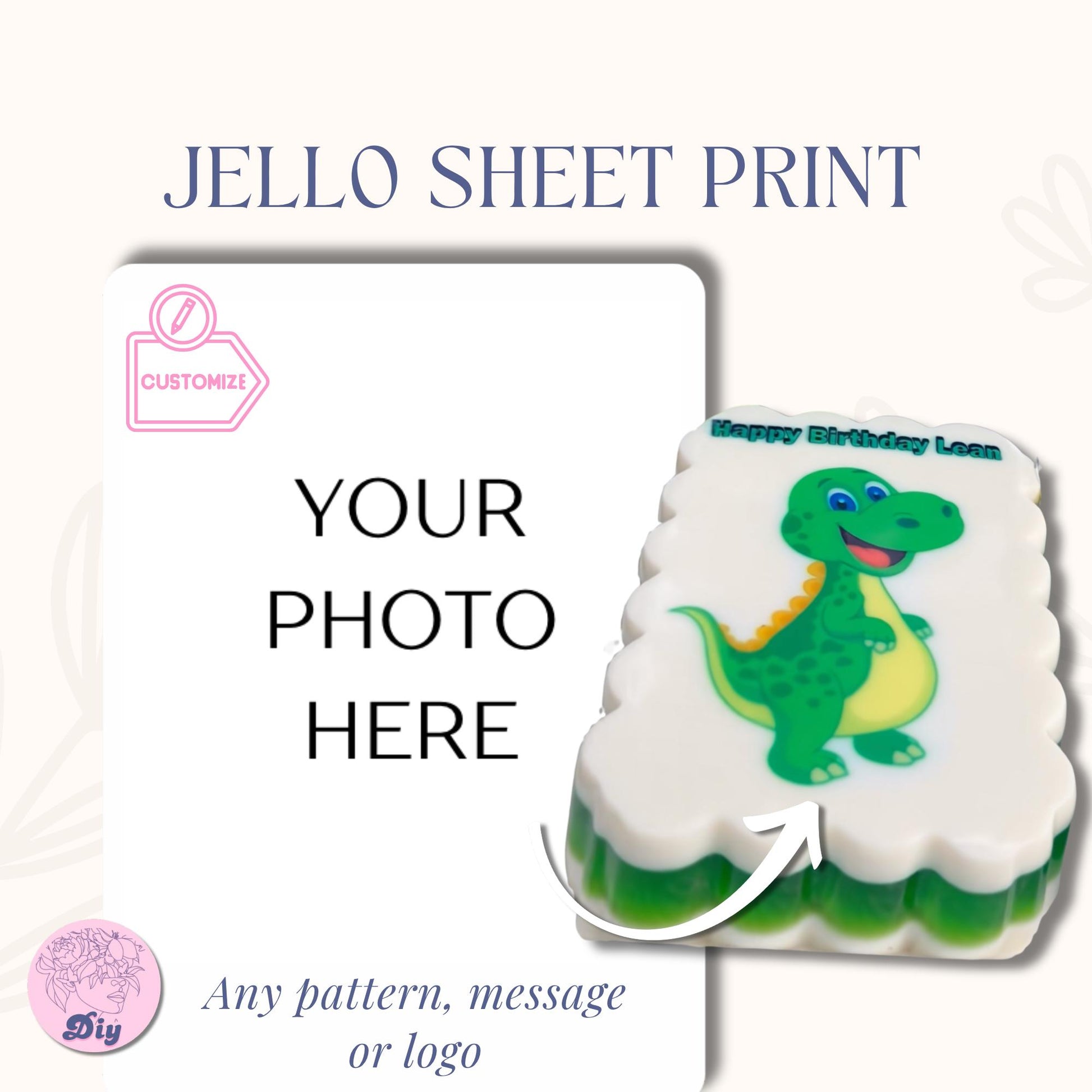 Impresión en papel de oblea para gelatina | Topper para pastel | Mensaje personalizado | Gelatina decorada | Decoración topper